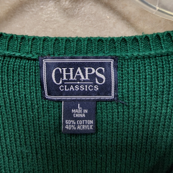 Women's Chaps Forest Green Long Sleeve Cable Knit Sweater Size Large - Picture 6 of 6